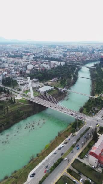 Koncept Dovolené Cestování Podgorica Černá Hora Krásný Západ Slunce Nad — Stock video