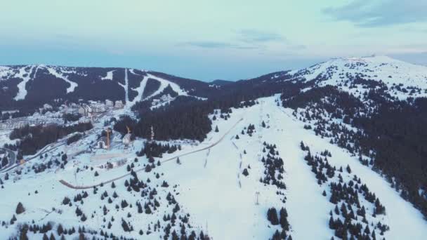 Panorama Des Skigebietes Kopaonik Serbien Nationalpark Kopaonik Winterlandschaft Den Bergen — Stockvideo