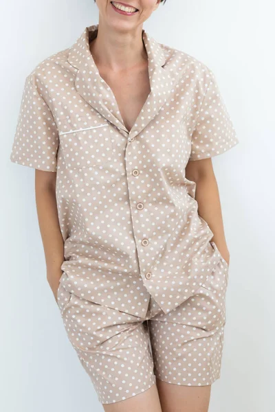 Zbliżenie Detal Tkanina Faktura Piżama Homewear Śpiochy Zakupy Sprzedaż — Zdjęcie stockowe