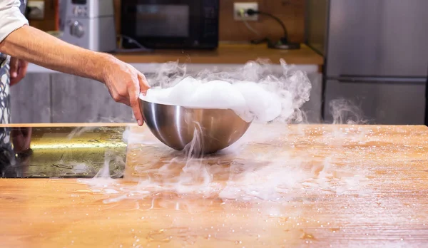 Smoke Vapor Dry Ice Bowl Kitchen — Stockfoto