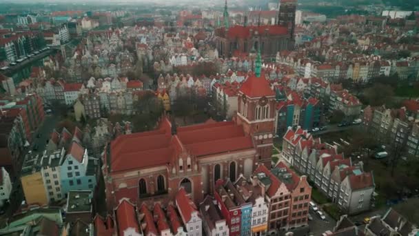 Indah Panorama Pemandangan Udara Dari Drone Kota Lama Gdansk Dengan — Stok Video