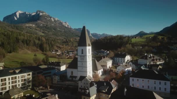 Flying Old Beautiful Bad Aussee Salzkammergut Ausseerland Oostenrijk Luchtfoto Van — Stockvideo