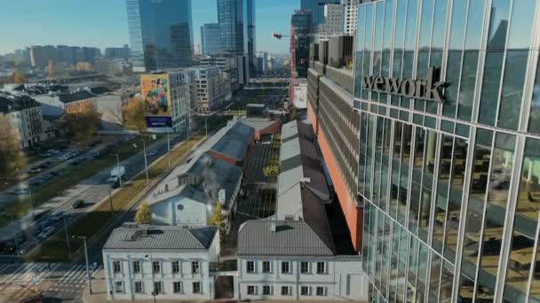 Warsaw Poland November 2022 Aerial View New Glass Building Norblin — Wideo stockowe