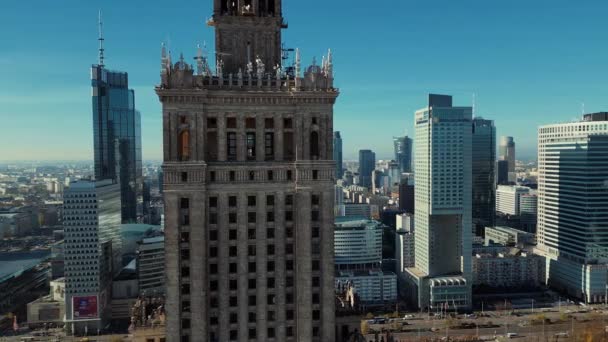 Варшава Польша Ноября 2022 Года Беспилотный Вид Старый Дворец Культуры — стоковое видео