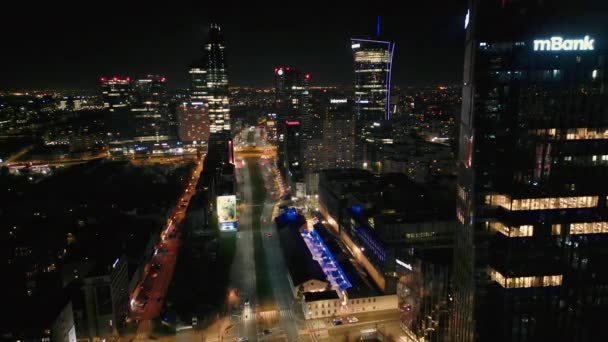 Varsó Lengyelország 2022 November Aerial Night View Vibrant City Lights — Stock videók