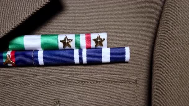 Decorations Military Uniform Ribbons Merit Italian Army Uniform High Quality — Stock Video
