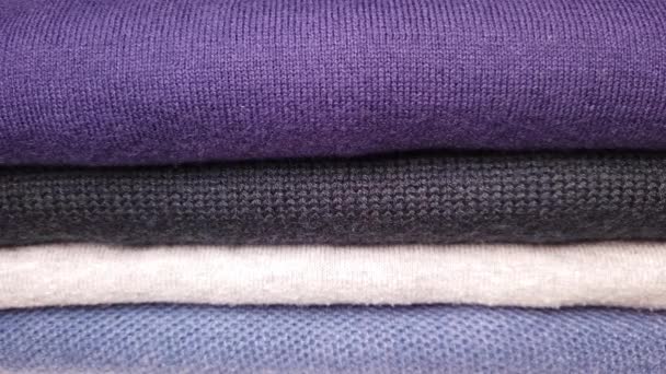Kolorowe Wełniane Swetry Zbliżeniu Wideo Wysokiej Jakości Materiał — Wideo stockowe