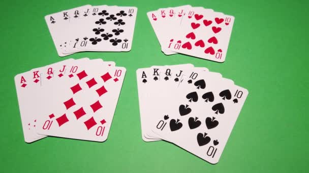 Цвет Королевского Флеша Покере Высококачественные Кадры — стоковое видео