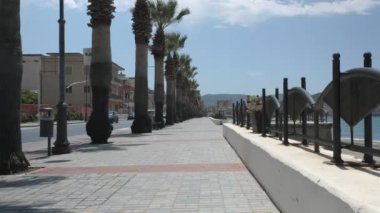 Agropoli, Campania, İtalya - 23 Mayıs 2023: Agropoli köyü, Cilento Sahili, İtalya 'dan Seafront St. Marco. Yüksek kalite 4k görüntü