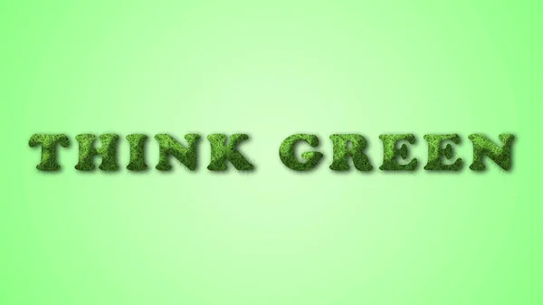 Tekst Denk Groen Een Groene Achtergrond Milieuconcept — Stockfoto