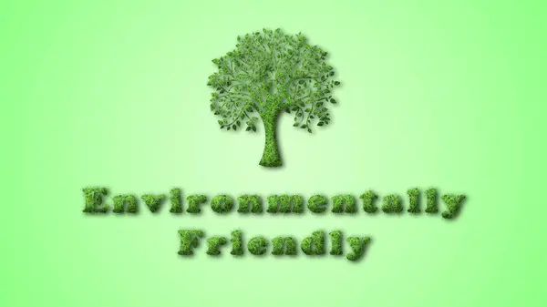在绿色背景上写上友好的环保文字 对环境友善的案文 — 图库照片