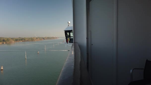 Velence Olaszország 2023 Szeptember Velencei Lagúnába Belépő Sétahajó Parancsnoki Hídjának — Stock videók