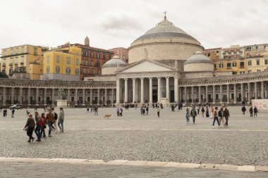 Naples, Italy-March 23, 2024: Strolling through Monuments. Daily life in Piazza del Plebiscito, Naples clipart