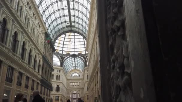 Neapel Italien Mars 2024 Exploring Umberto Primo Gallery Neapels Arkitektoniska — Stockvideo