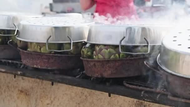 Crunchy Hearts Alcachofras Assadas Para Uma Explosão Sabor Imagens Alta — Vídeo de Stock