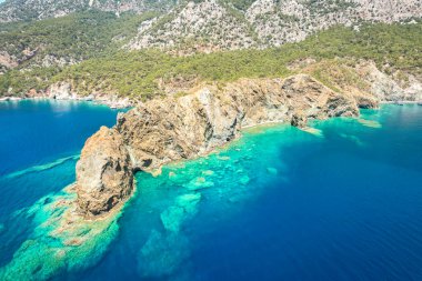 Mediterranean coastline in Turkey, with yachts clipart