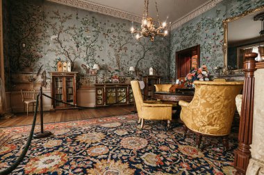 Grantham, Leicestershire, England- 22 August 2023: Interior of the ancient castle, Belvoir Castle is a faux historic castle and stately home in Leicestershire, England, A castle was first built on the site immediately after the Norman Conquest of 106 clipart