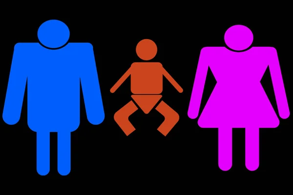 トイレ浴室トイレ男性女性の子供アイコンシンボル歌うスタイルイラスト男性女性のロゴグラフィックデザインアートピクトグラム形状テキストレターホワイト背景 — ストック写真