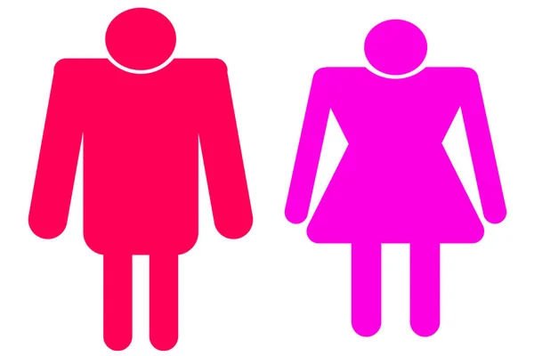 トイレトイレトイレ男性アイコン女性アイコンシングスタイルイラスト男性女性ロゴグラフィックデザインアート性的指向ピクトグラム形状ホワイト背景 — ストック写真