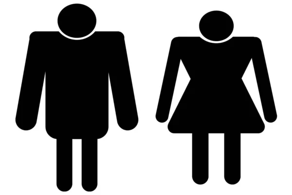 トイレ浴室トイレ男性のアイコンシンボル歌うシルエットスタイルイラスト男性女性のロゴグラフィックデザインアート性的指向ピクトグラム形状テキストレターホワイト背景 — ストック写真