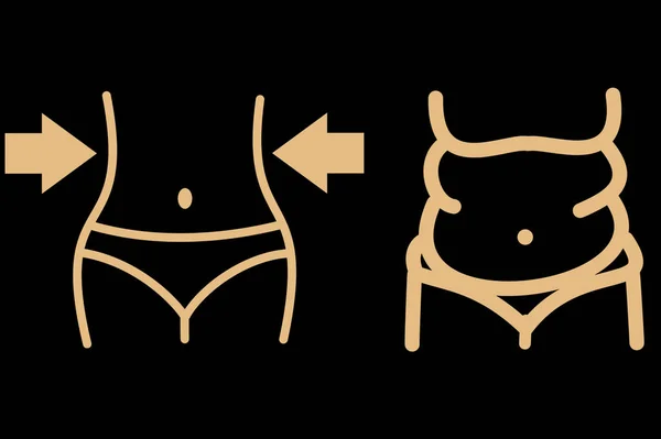 一个女人的腰围 体重减轻图标 采购产品适合女孩的身体图标 女性的健康 女子髋关节 瘦身雕塑符号 — 图库照片
