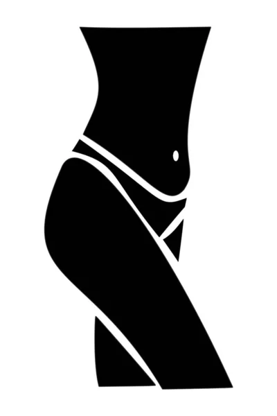 一个女人的腰围 体重减轻图标 适合女孩的身体标志轮廓风格 女性健康 女子髋关节 瘦身雕塑符号 — 图库照片