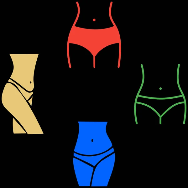 Cintura Mulher Cintura Ícones Perda Peso Girl Fit Body Logos — Fotografia de Stock