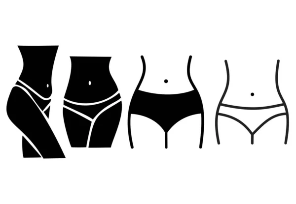 Woman Waist Waistline Weight Loss Icons Girl Fit Body Logos — Stock Photo, Image