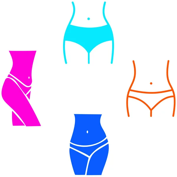 Woman Waist Waistline Weight Loss Icons Girl Fit Body Logos — Stock Photo, Image