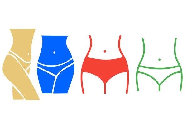 Vita Donna Girovita Icone Perdita Peso Girl Fit Body Logos — Foto Stock