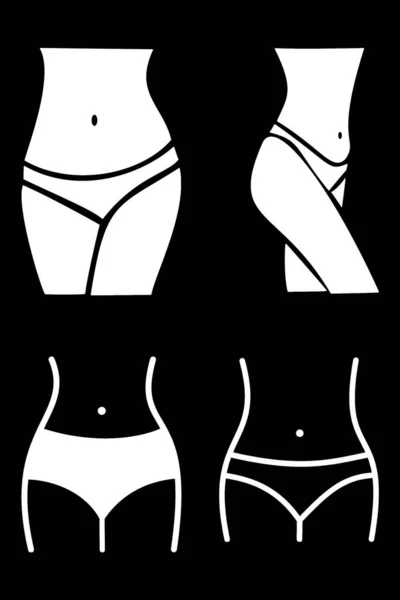 Kvinna Midjan Waistline Viktminskning Ikoner Girl Fit Body Logos Silhouette — Stockfoto