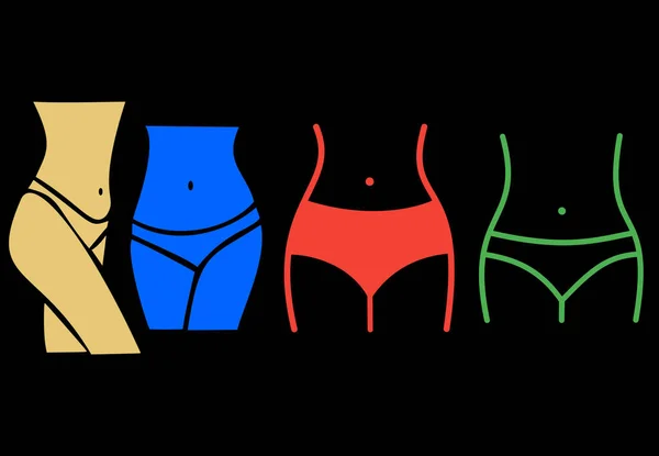 Kvinna Midjan Waistline Viktminskning Ikoner Girl Fit Body Logos Kvinna — Stockfoto