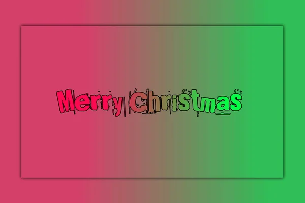 Merry Christmas Text Letter Red Green Colour Κομψή Γραμματοσειρά Χειμερινές — Φωτογραφία Αρχείου