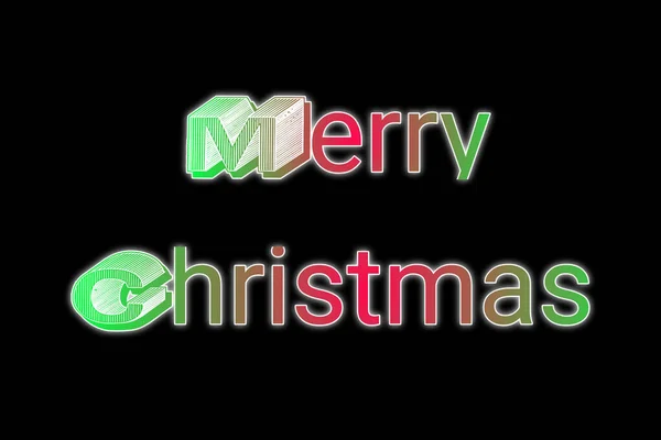 Merry Christmas Text Letter Stijlvol Lettertype Green Red Color Black — Stockfoto