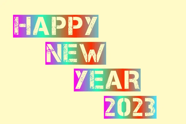 2023 Happy New Year Number Text Christmas Poster Handwriting Lettering — Stok Foto