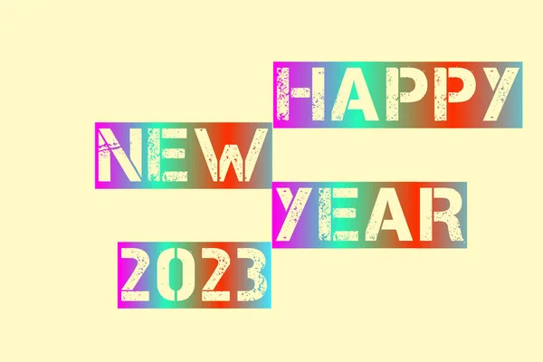 2023 Happy New Year Number Text Christmas Poster Handwriting Lettering — Stock Photo, Image