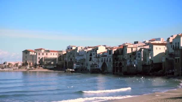 Landschappelijk Uitzicht Het Pittoreske Stadje Cefalu Sicilië Italië — Stockvideo