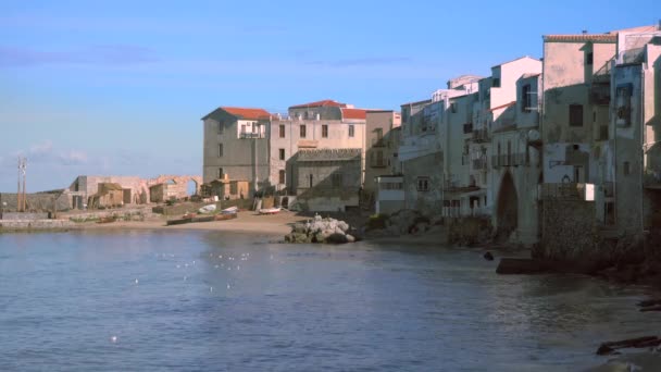 Landschappelijk Uitzicht Het Pittoreske Stadje Cefalu Sicilië Italië — Stockvideo