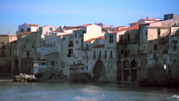 意大利西西里Cefalu风景秀丽的小镇景观 — 图库视频影像