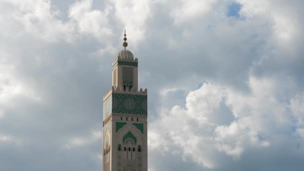 Świątynia Islamska Minaret Meczetu Hassan Casablance Maroko — Wideo stockowe