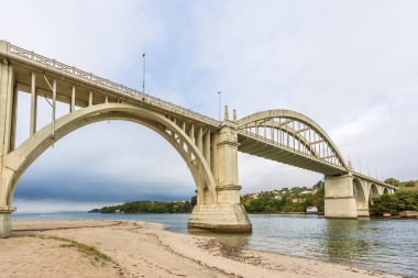 Ponte do Pedrido built between 1939-1942 links Bergondo and Paderne municipalities over the Betanzos estuary in Galicia Spain