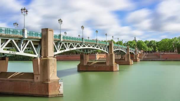 Time Lapse Tolosa Francia Vista Panoramica Sulla Garonna Sul Pont — Video Stock