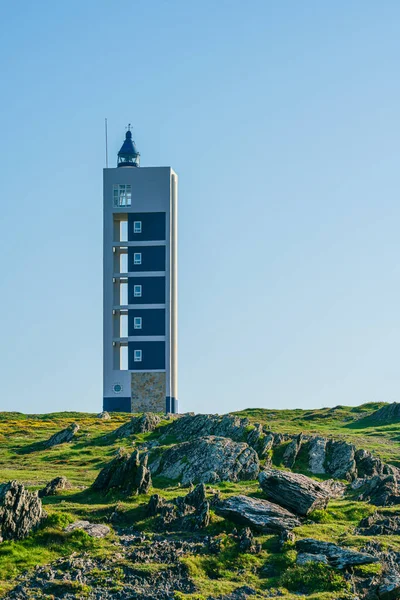 Vertical View Punta Frouxeira Lighthouse Galicia Spain — Stock Photo, Image