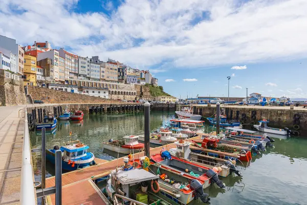 Malpica Bergantios Galicien Spanien Blick Auf Den Fischereihafen Der Stadt Stockfoto