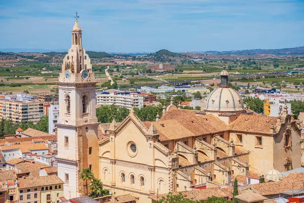 Xativa 西班牙 2024年5月3日圣玛丽亚 夏蒂瓦大教堂的高程视图 免版税图库照片