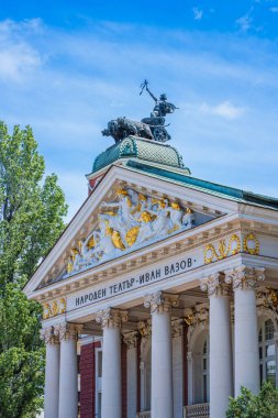 Sofia, Bulgaria, May 23, 2024. View of the facade of the Ivan Vazov National Theatre, the oldest theatre in Bulgaria and an famous landmark in Sofia clipart