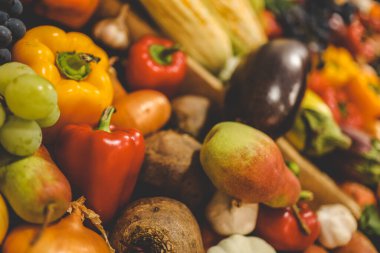 taze meyve ve sebze çeşitleri.