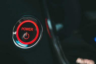 Güç düğmesi yakın plan, arkaplan.
