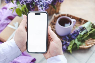 İzole edilmiş ekranlı telefon, metin için boşluk.