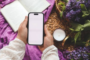İzole edilmiş ekranlı telefon, metin için boşluk.